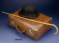 Fig. 2. One of several ‘original’ Chaplin bowler hat and cane/The Henley Private Museum, Auckland, New Zealand.