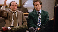 Fig. 3: Seinfeld demonstrerede en  stor selvbevidsthed om sitcomgenren ved bl.a. at lade karaktererne Jerry og  George skrive sitcomen Jerry, som til  forveksling lignede Seinfeld.