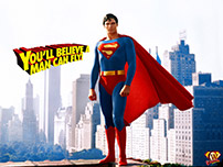 Fig. 4: Det indtil da ubeskrevne blad, Christopher Reeve, opnåede kultstatus som Superman i den for genren banebrydende film af samme navn.