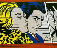Fig. 4: In the car af pop art-kunstneren Roy Lichtenstein. Pop kunsten var en reaktion mod den elitære, abstrakte ekspressionisme og søgte med sine enkle motiver fra reklamer og tegneserier at bringe kunsten ud til folket.