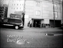 Fig. 7. From the title sequence of The Wire (1st season, 2002). “Teleplay” echoes the term widely used for 1950s anthology dramas.