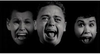 Fig. 14. The Tingler: Three heads screaming in the dark. The man is Pat Colby, and the women are probably Gail Bonney and Amy Fields – all actors who played many bit and character roles from the 1950s through the 1970s.
