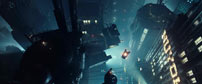 Fig. 6+7: storbybillederne i Blade Runner betager stadig og står smukkere end nogensinde i den nye restaurering. Taget på den runde politistationsbygning er den gamle bund fra rumskibet i Nærkontakt af Tredje Grad (1977). Rygtet siger, at det med lidt held og nørdeviden ligeledes er muligt at spotte dele fra Han Solos Millenium Falcon fra Star Wars og rumskibet fra Alien i Blade Runners mørke bybillede.