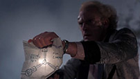 Fig. 3: Docs  vilde ekskurser om ”The Flux-Capacitor” i Back  to the Future-filmene er ét af mange eksempler i science fiction-genren på  en fremmedartet diskurs, der øjeblikkeligt placerer seeren i det fremmede  miljø.