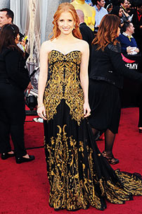 Fig. 4: Jessica Chastain til Oscaruddelingen i 2012.