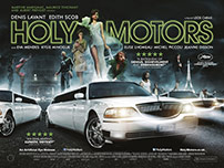 Fig. 1: Den originale plakat til Holy  Motors (2012) afspejler den franske films fragmenterede hybrid af  filmgenrer. Lige fra road movie, action, sci-fi og surrealisme til komedie,  musical og melodrama.