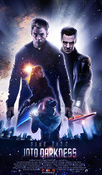 Fig. 1: Star Trek Into Darkness filmplakat i bedste sci-fi stil. Bemærk de  velplacerede lense-flares.